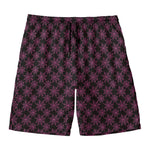 Black And Pink Spider Web Pattern Print Men's Swim Trunks