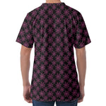 Black And Pink Spider Web Pattern Print Men's Velvet T-Shirt