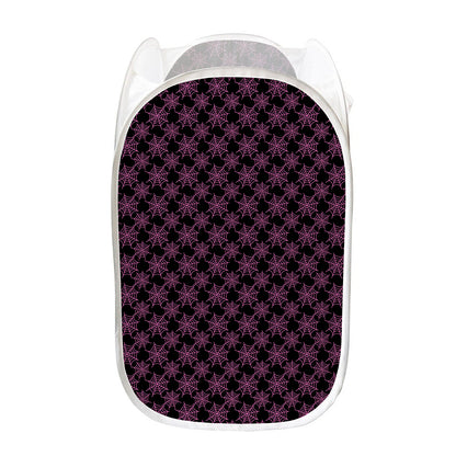 Black And Pink Spider Web Pattern Print Mesh Laundry Hamper