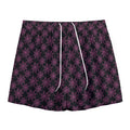 Black And Pink Spider Web Pattern Print Mesh Shorts