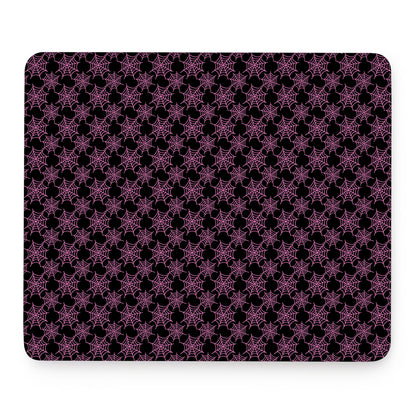 Black And Pink Spider Web Pattern Print Mouse Pad