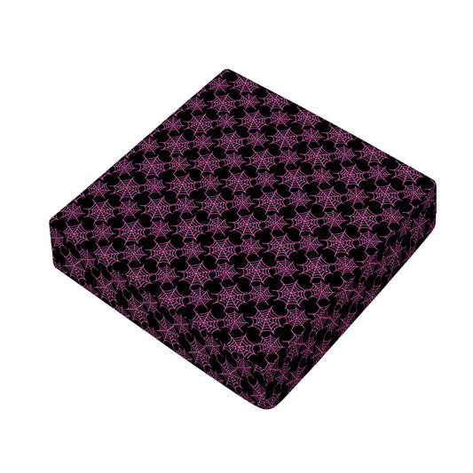 Black And Pink Spider Web Pattern Print Outdoor Seat Cushion Cover