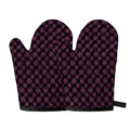 Black And Pink Spider Web Pattern Print Oven Mitts