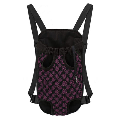 Black And Pink Spider Web Pattern Print Pet Carrier Backpack