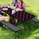 Black And Pink Spider Web Pattern Print Picnic Table Cover