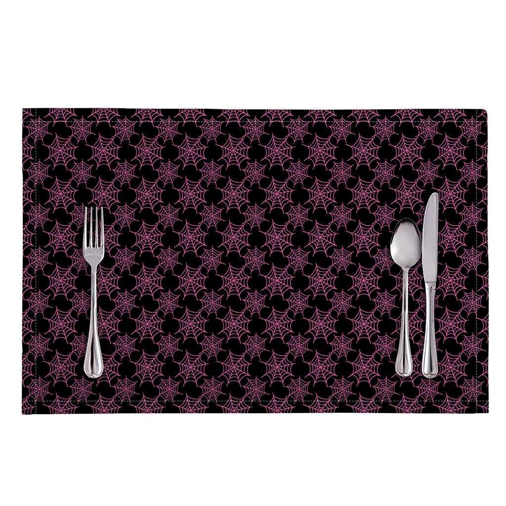 Black And Pink Spider Web Pattern Print Placemat