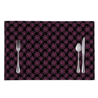 Black And Pink Spider Web Pattern Print Placemat