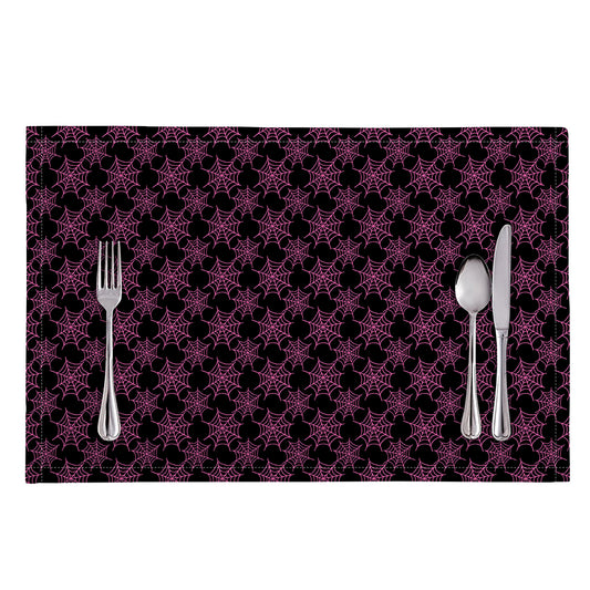 Black And Pink Spider Web Pattern Print Placemat