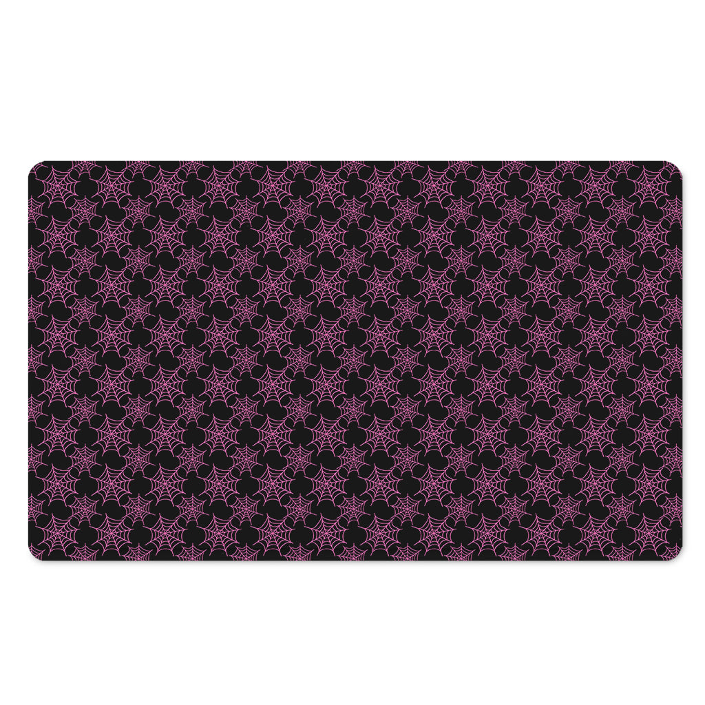 Black And Pink Spider Web Pattern Print Polyester Doormat