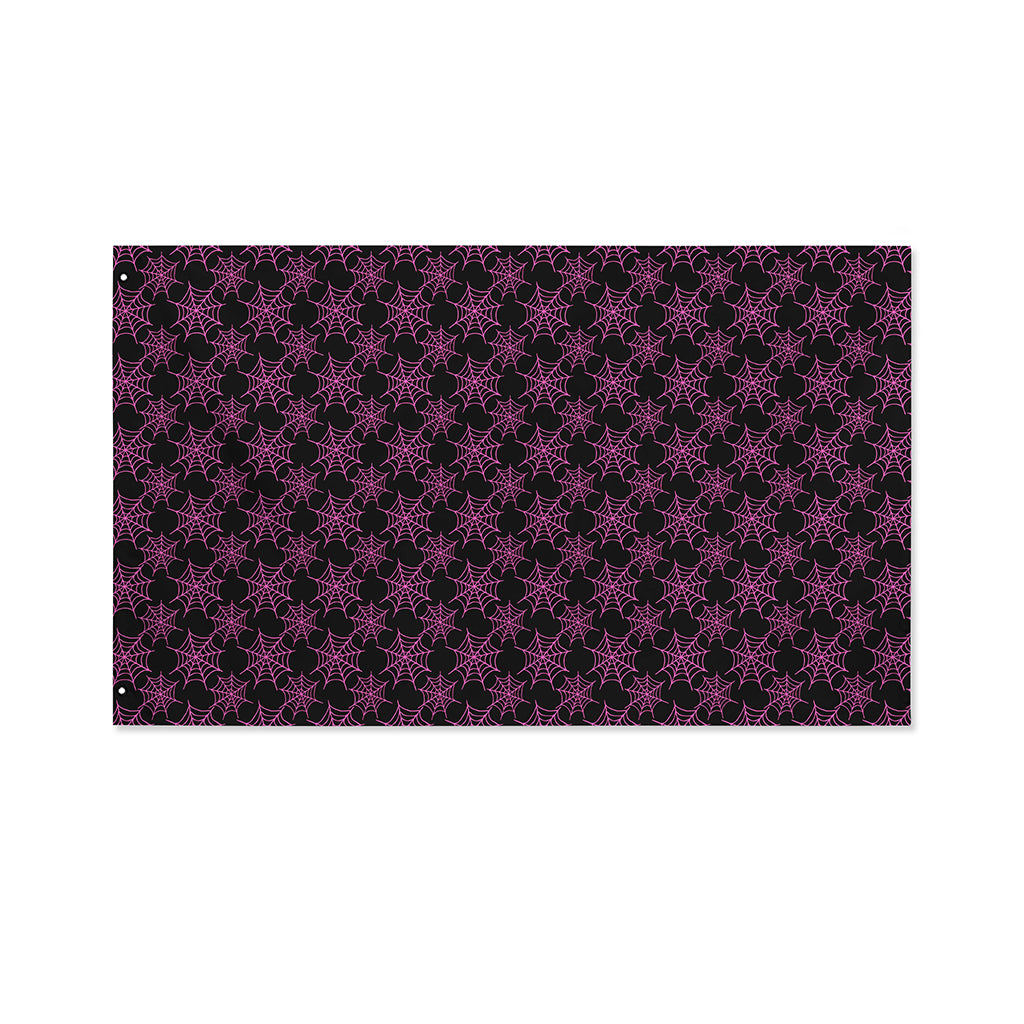 Black And Pink Spider Web Pattern Print Polyester Flag