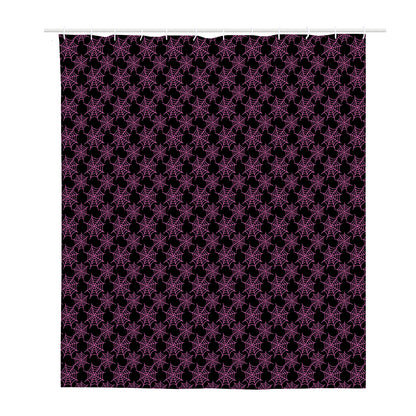 Black And Pink Spider Web Pattern Print Polyester Shower Curtain