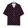 Black And Pink Spider Web Pattern Print Rayon Hawaiian Shirt