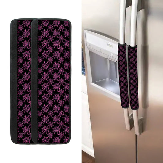 Black And Pink Spider Web Pattern Print Refrigerator Handle Covers