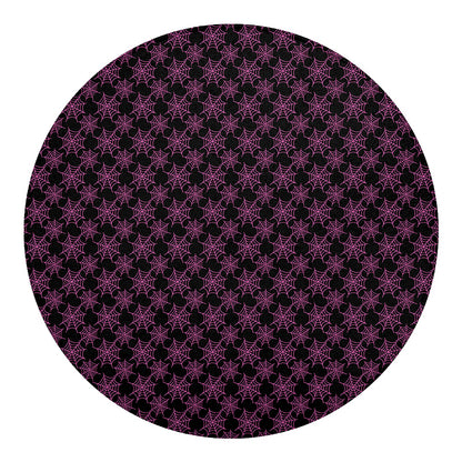 Black And Pink Spider Web Pattern Print Round Blanket