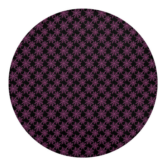 Black And Pink Spider Web Pattern Print Round Blanket