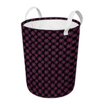 Black And Pink Spider Web Pattern Print Round Laundry Basket