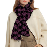 Black And Pink Spider Web Pattern Print Scarf