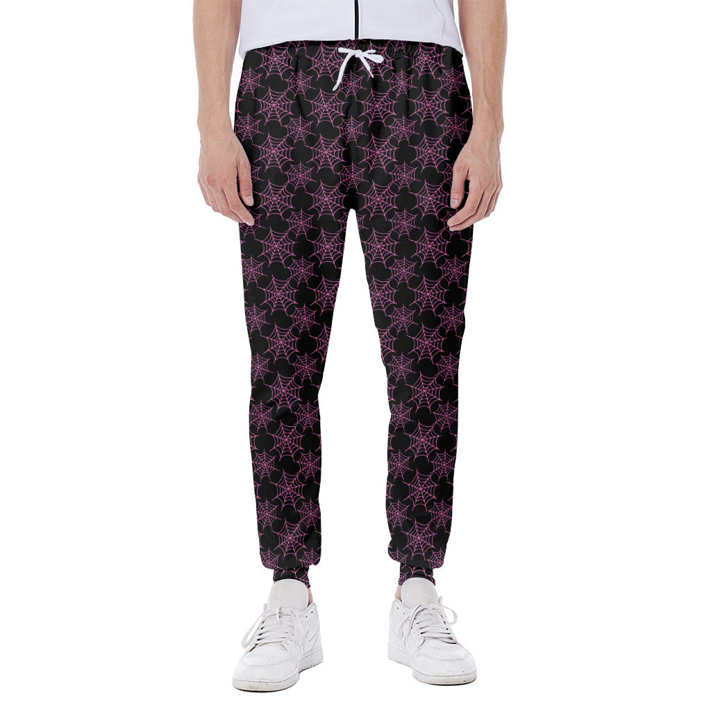 Black And Pink Spider Web Pattern Print Scuba Joggers