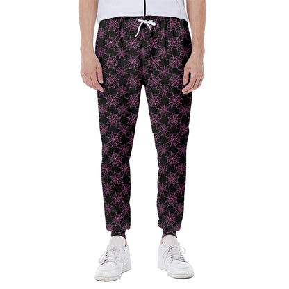 Black And Pink Spider Web Pattern Print Scuba Joggers