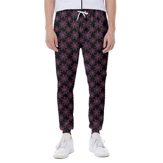 Black And Pink Spider Web Pattern Print Scuba Joggers