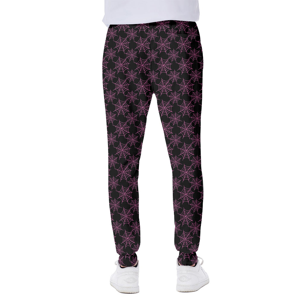 Black And Pink Spider Web Pattern Print Scuba Joggers
