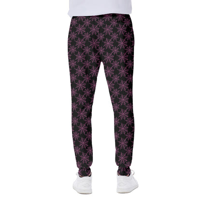 Black And Pink Spider Web Pattern Print Scuba Joggers