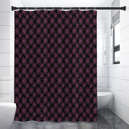 Black And Pink Spider Web Pattern Print Shower Curtain