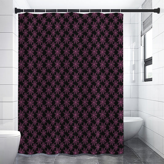 Black And Pink Spider Web Pattern Print Shower Curtain