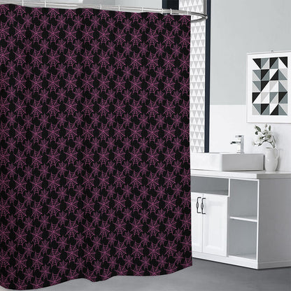 Black And Pink Spider Web Pattern Print Shower Curtain