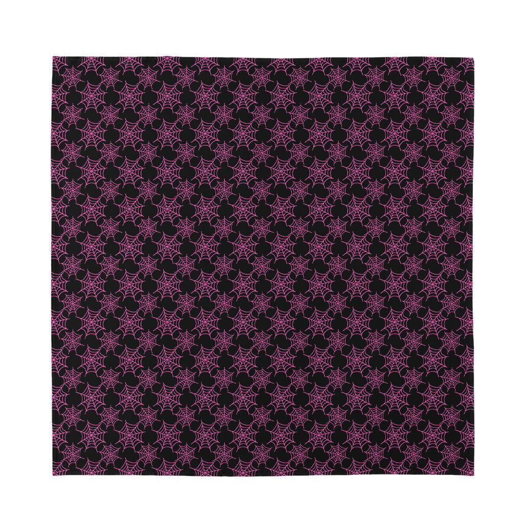 Black And Pink Spider Web Pattern Print Silk Bandana