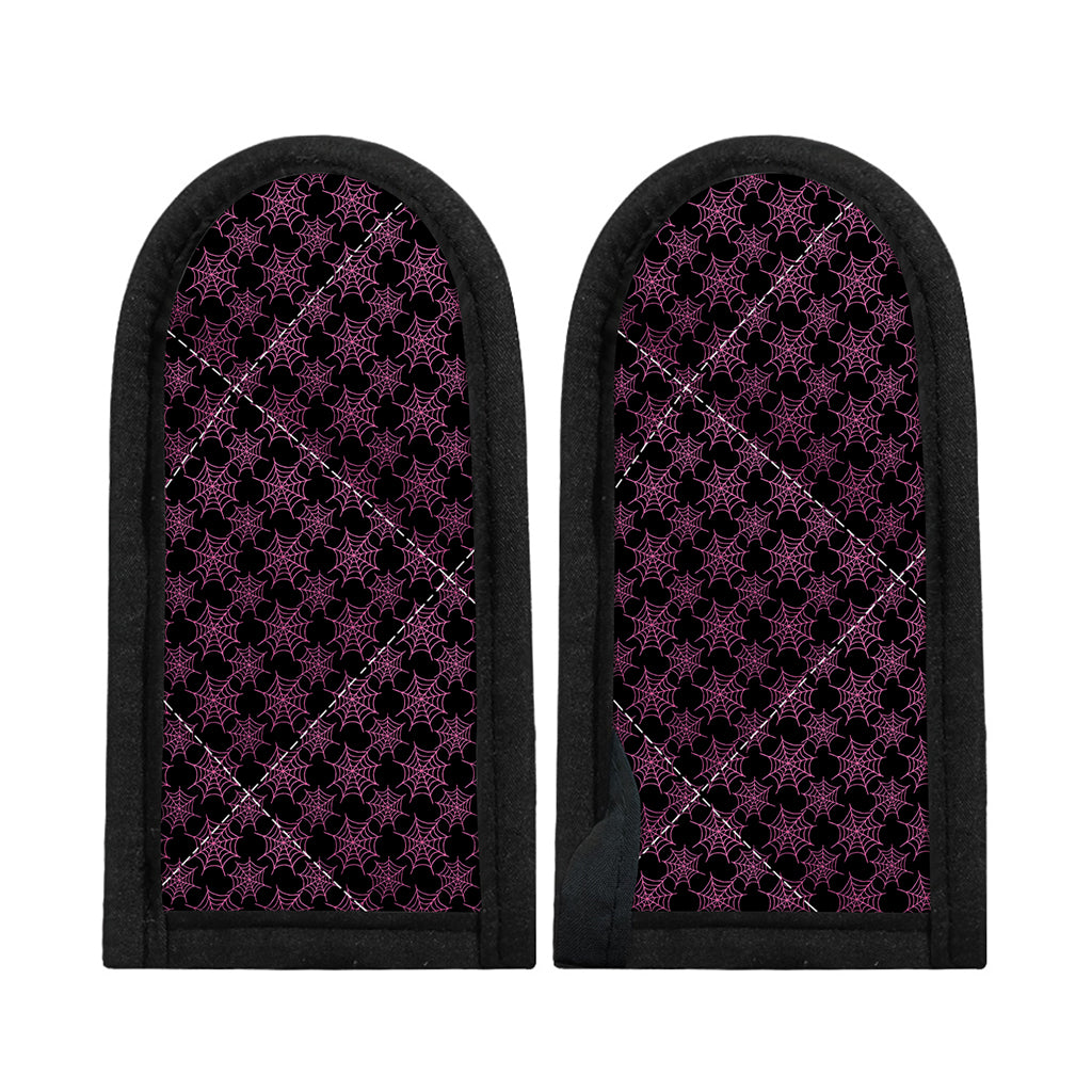 Black And Pink Spider Web Pattern Print Skillet Handle Cover