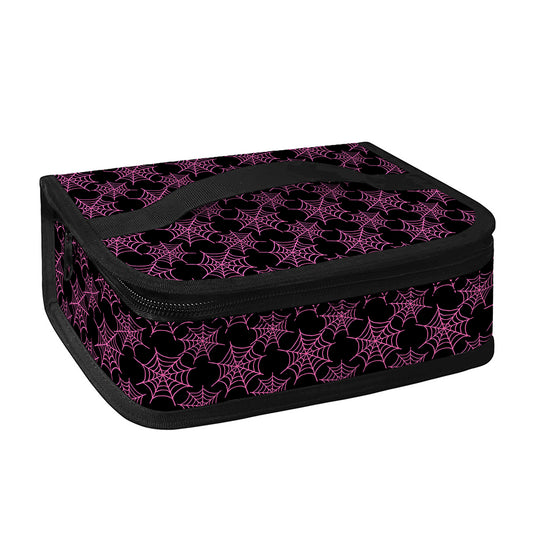 Black And Pink Spider Web Pattern Print Small Lunch Bag
