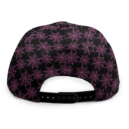 Black And Pink Spider Web Pattern Print Snapback Cap
