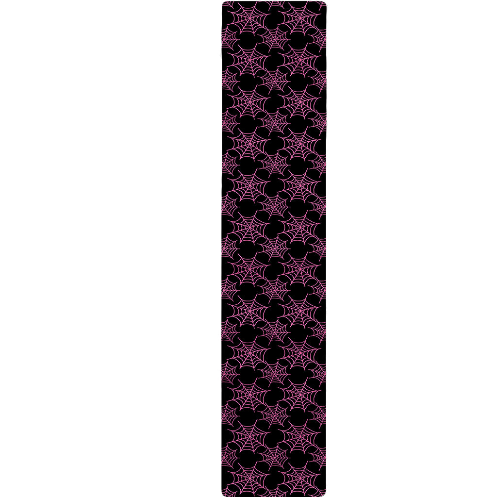 Black And Pink Spider Web Pattern Print Table Runner