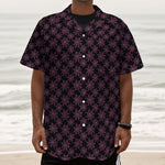 Black And Pink Spider Web Pattern Print Textured Short Sleeve Shirt