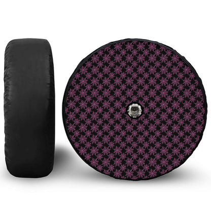 Black And Pink Spider Web Pattern Print Tire Cover With Camera Hole
