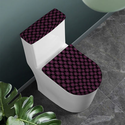 Black And Pink Spider Web Pattern Print Toilet Lid And Tank Cover Set