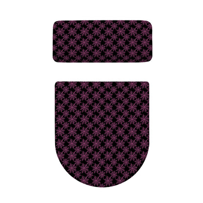 Black And Pink Spider Web Pattern Print Toilet Lid And Tank Cover Set