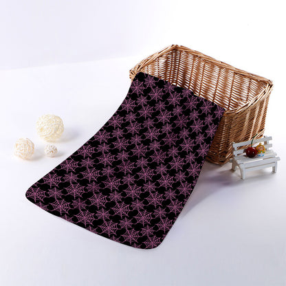 Black And Pink Spider Web Pattern Print Towel