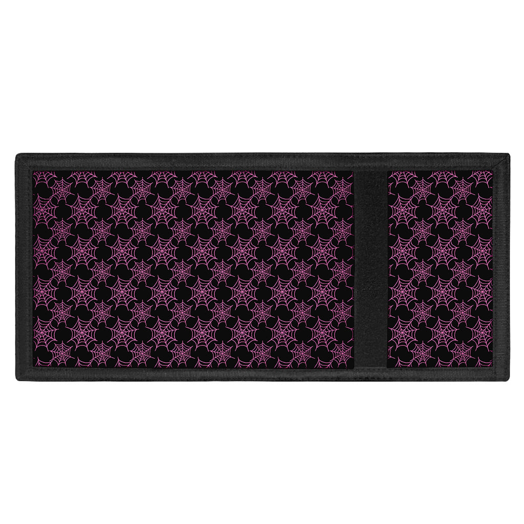 Black And Pink Spider Web Pattern Print Trifold Wallet