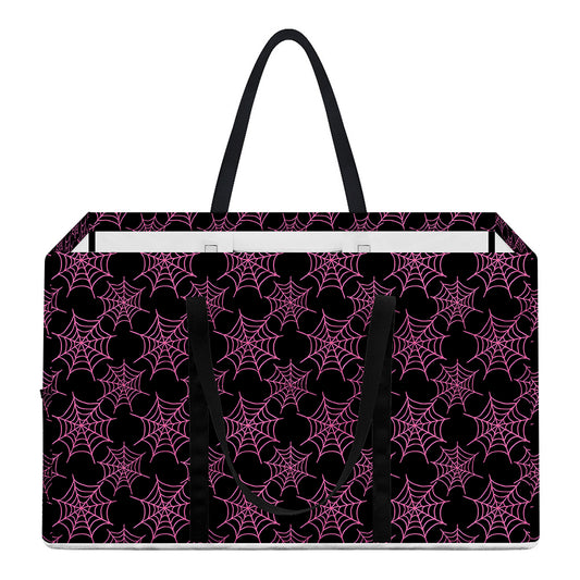 Black And Pink Spider Web Pattern Print Utility Tote Bag