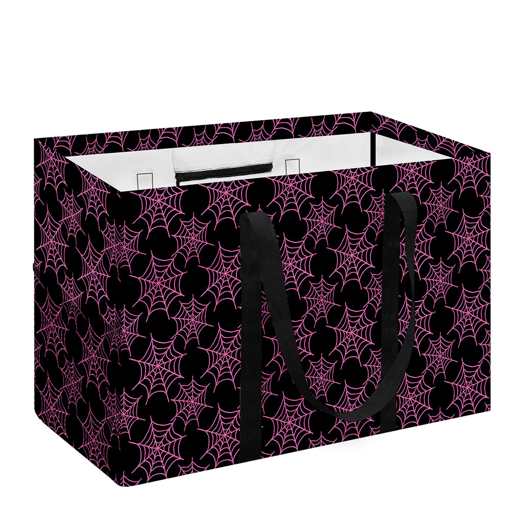 Black And Pink Spider Web Pattern Print Utility Tote Bag
