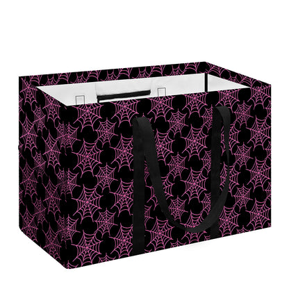 Black And Pink Spider Web Pattern Print Utility Tote Bag