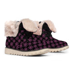 Black And Pink Spider Web Pattern Print Winter Boots