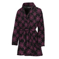 Black And Pink Spider Web Pattern Print Women's Bathrobe