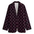 Black And Pink Spider Web Pattern Print Women's Cotton Blazer