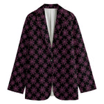 Black And Pink Spider Web Pattern Print Women's Cotton Blazer