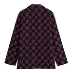 Black And Pink Spider Web Pattern Print Women's Cotton Blazer