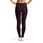 Black And Pink Spider Web Pattern Print Women's Leggings
