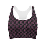Black And Pink Spider Web Pattern Print Women's Sports Bra